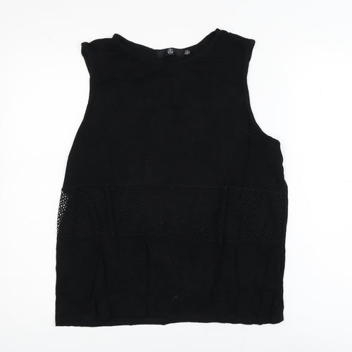 Missguided Women’s Black Size 12 Sleeveless Mesh Panel Tank Top