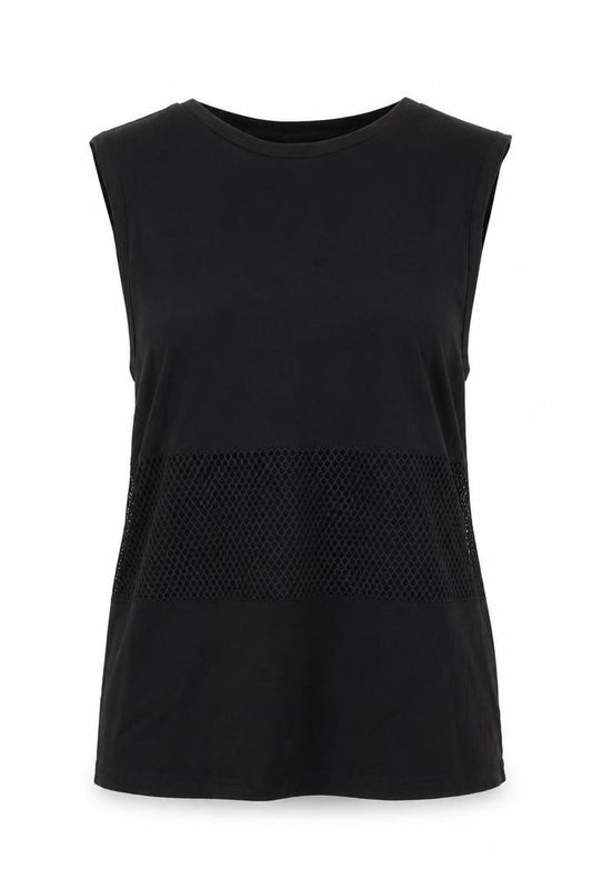 Missguided Women’s Black Size 12 Sleeveless Mesh Panel Tank Top