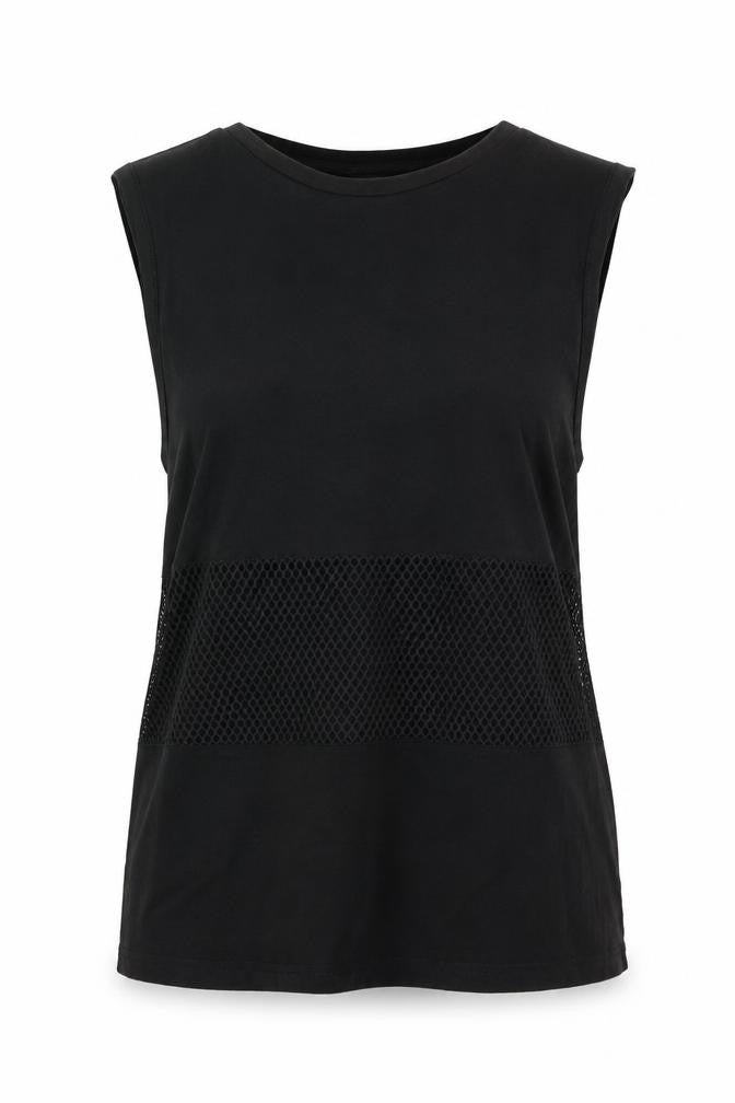 Missguided Women’s Black Size 12 Sleeveless Mesh Panel Tank Top
