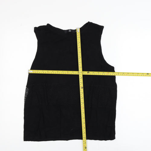 Missguided Women’s Black Size 12 Sleeveless Mesh Panel Tank Top