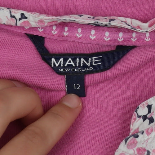 Maine New England Women's Pink Cotton Long Sleeve Tunic Blouse Size 12