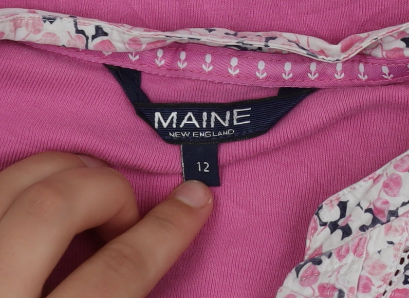 Maine New England Women's Pink Cotton Long Sleeve Tunic Blouse Size 12
