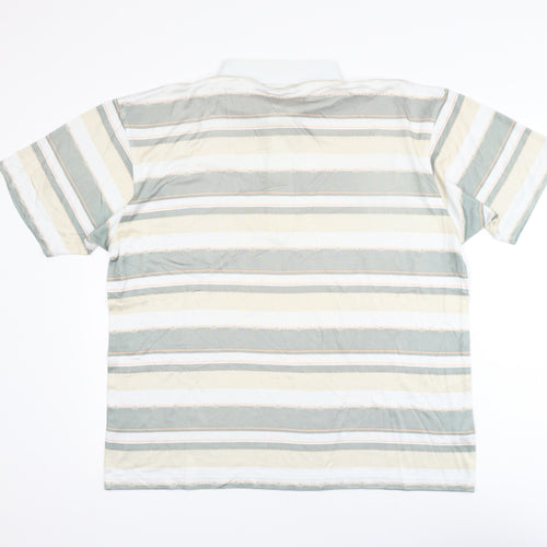 Armando Men's Beige Striped Polo Shirt Size L Short Sleeve Cotton