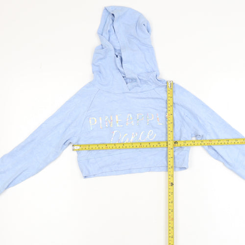 Pineapple Girls Blue Cropped Dance Hoodie 7-8 Years Pullover Lightweight