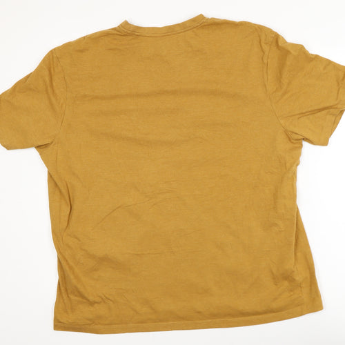 Easy Men's Mustard Graphic Print Crew Neck T-Shirt XL Cotton Blend