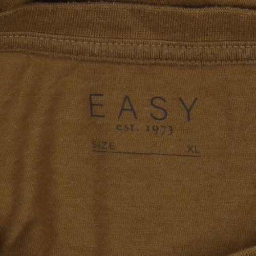 Easy Men's Mustard Graphic Print Crew Neck T-Shirt XL Cotton Blend