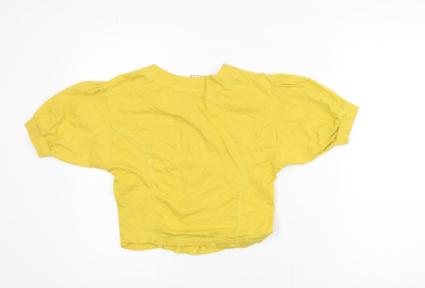 Blind Date Women’s Yellow Cotton Cropped Button Blouse M