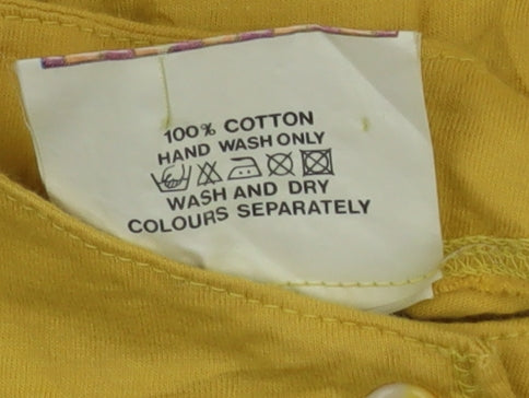 Blind Date Women’s Yellow Cotton Cropped Button Blouse M