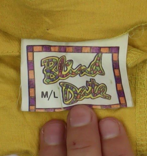 Blind Date Women’s Yellow Cotton Cropped Button Blouse M