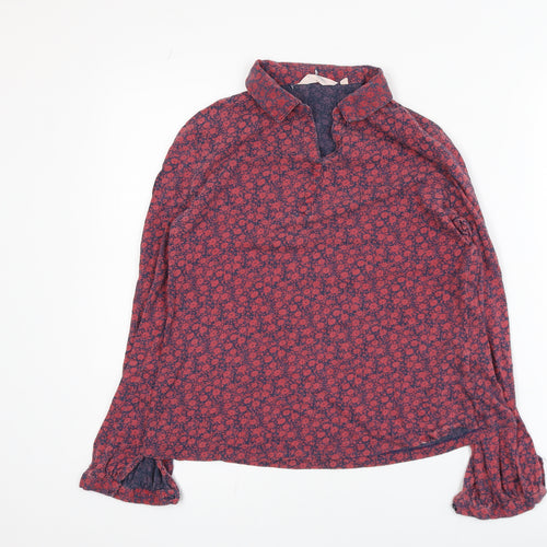 Seasalt Cornwall Women Red Floral Cotton Modal Tunic Blouse UK 12