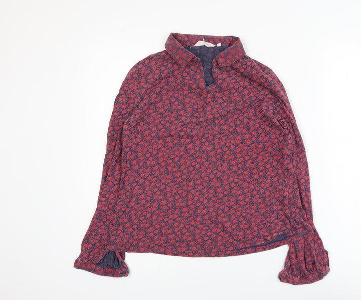 Seasalt Cornwall Women Red Floral Cotton Modal Tunic Blouse UK 12