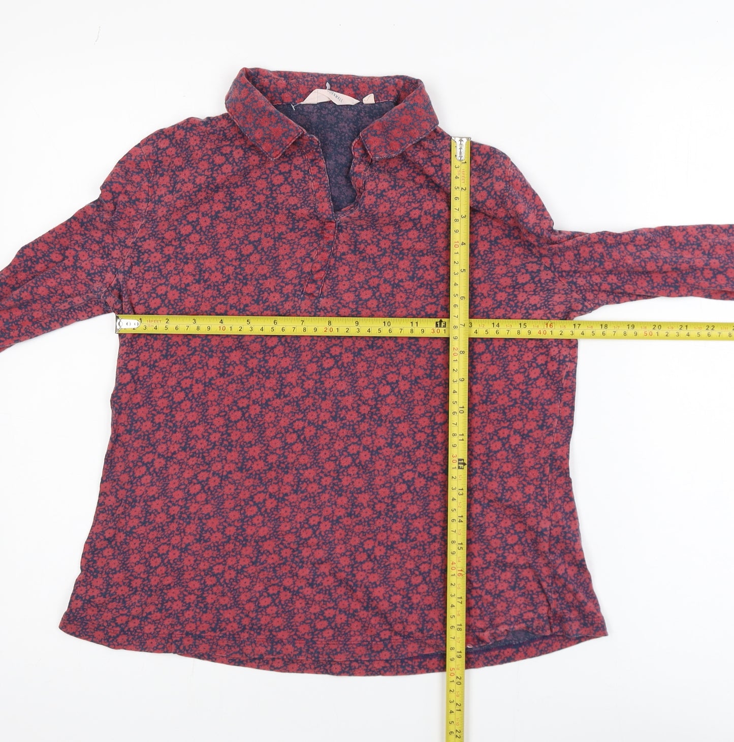 Seasalt Cornwall Women Red Floral Cotton Modal Tunic Blouse UK 12