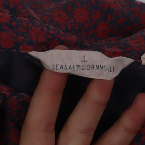 Seasalt Cornwall Women Red Floral Cotton Modal Tunic Blouse UK 12