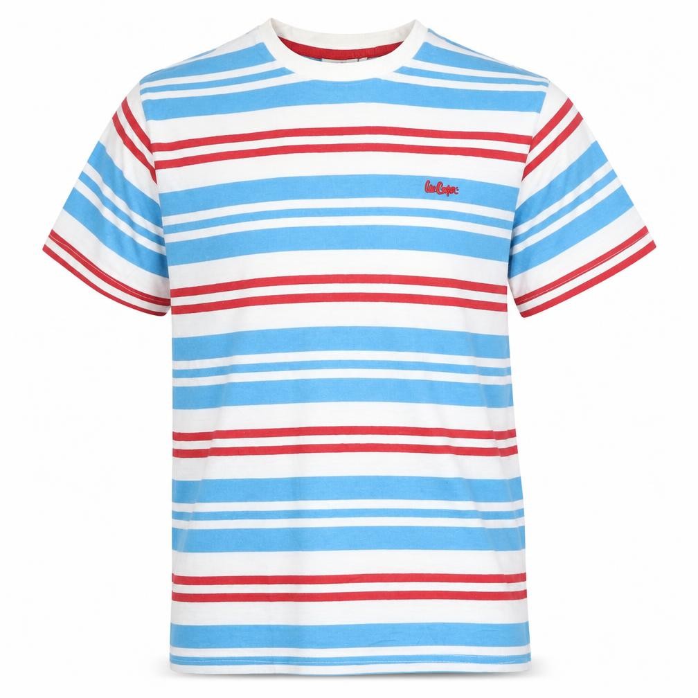 Front view of Lee Cooper boys’ multicoloured striped cotton blend t-shirt 13 years
