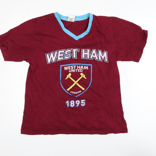 West Ham United Boys Red Small V-Neck Short Sleeve Football T-Shirt