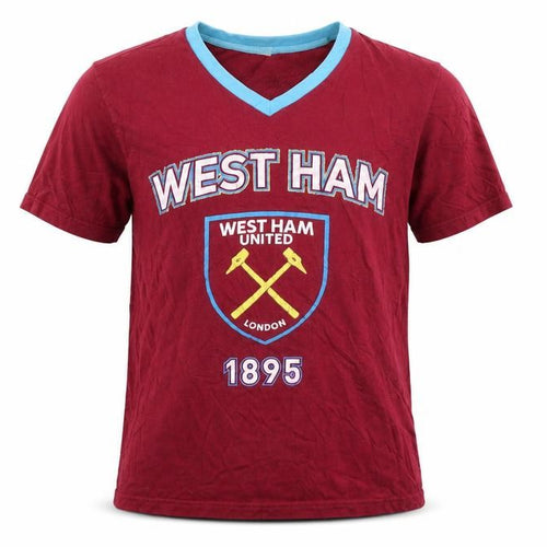 West Ham United Boys Red Small V-Neck Short Sleeve Football T-Shirt