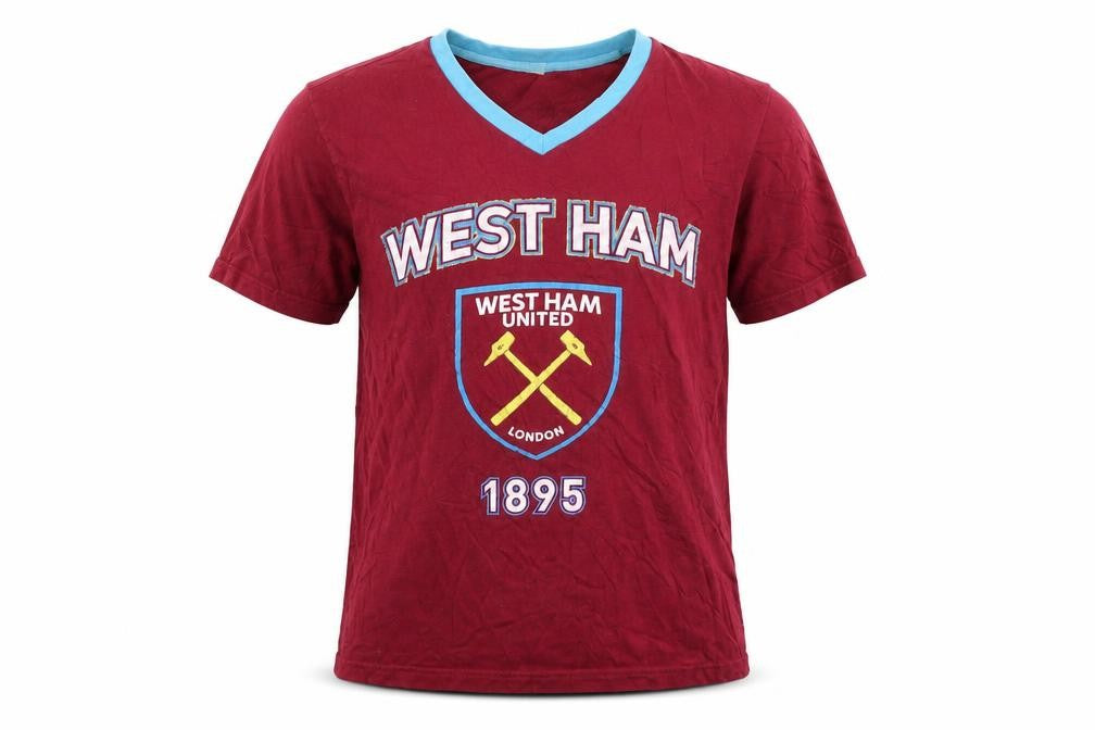 West Ham United Boys Red Small V-Neck Short Sleeve Football T-Shirt