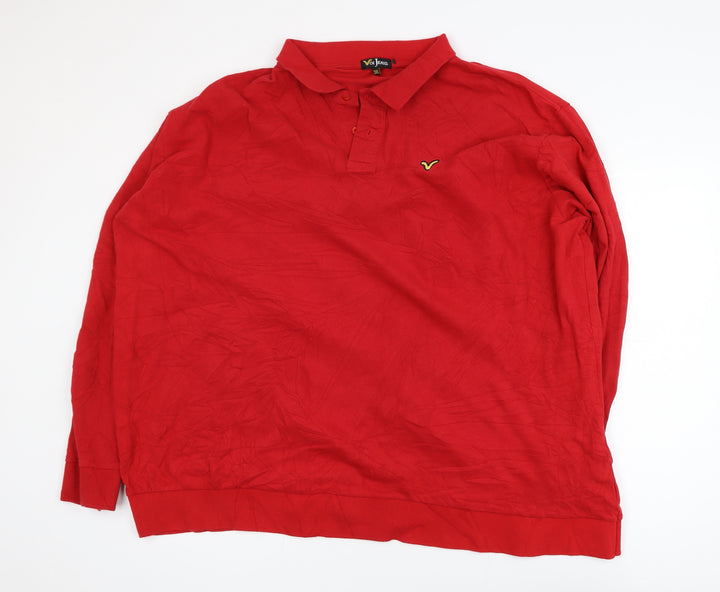 Voi Jeans Men's Red 3XL Long Sleeve Cotton Polo Shirt