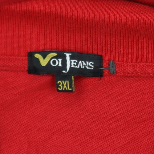 Voi Jeans Men's Red 3XL Long Sleeve Cotton Polo Shirt