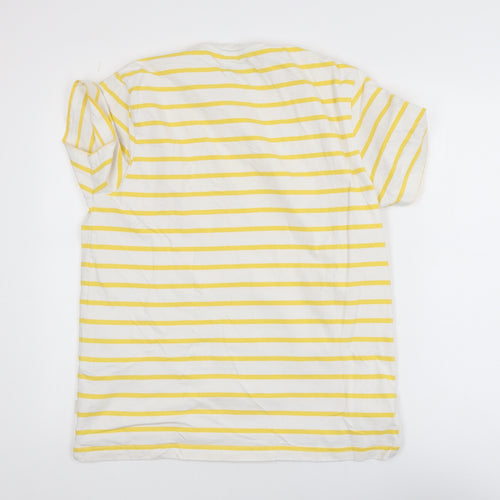 Marks and Spencer Womens Yellow Striped Cotton T-Shirt Size L
