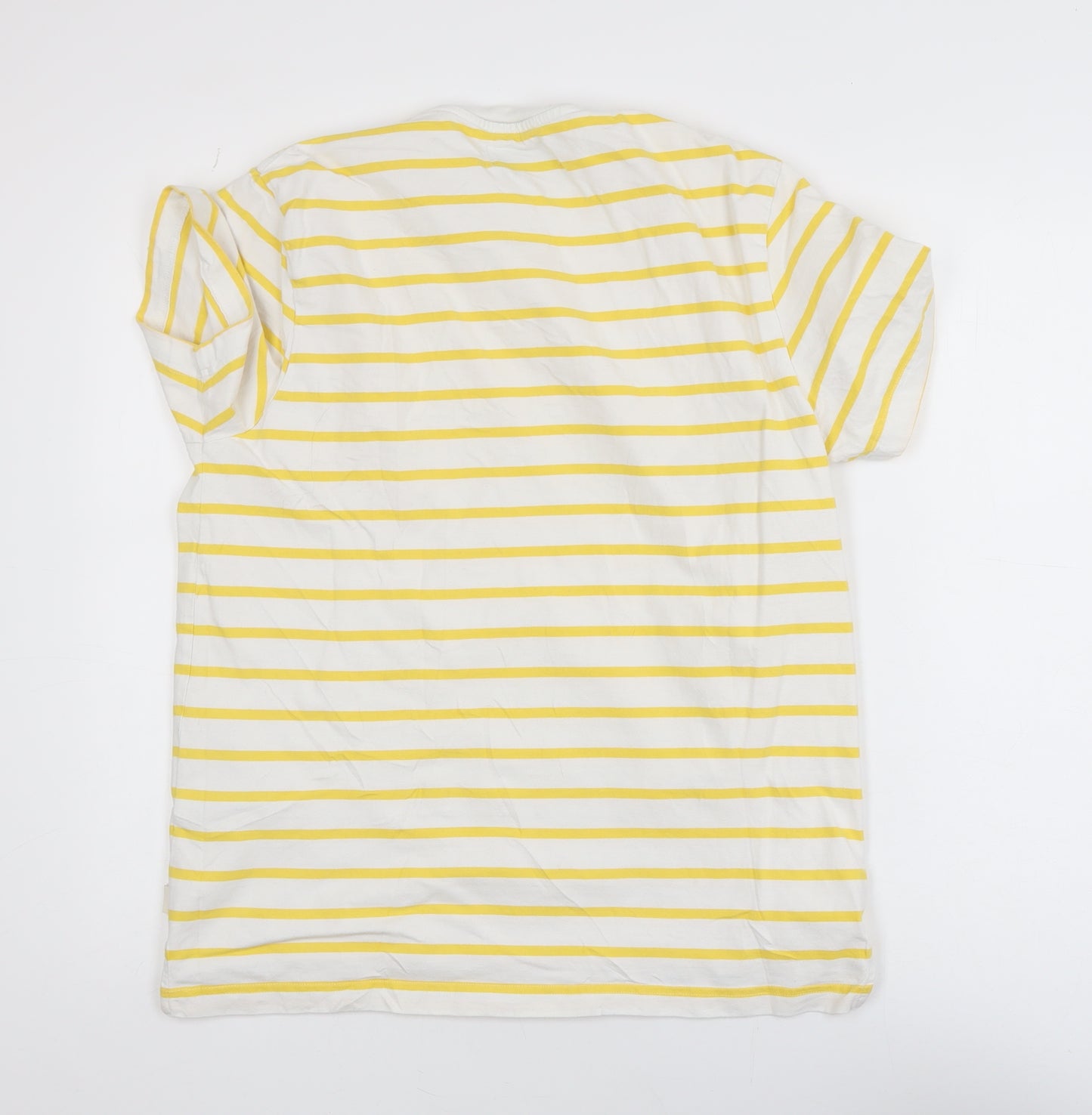 Marks and Spencer Womens Yellow Striped Cotton T-Shirt Size L