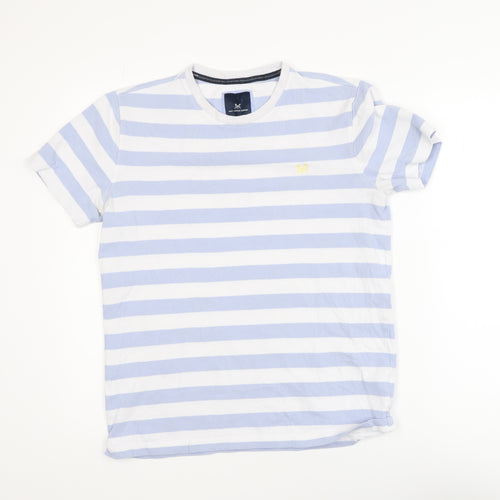 Crew Clothing Company Men's Blue White Striped Cotton T-Shirt M