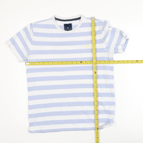 Crew Clothing Company Men's Blue White Striped Cotton T-Shirt M