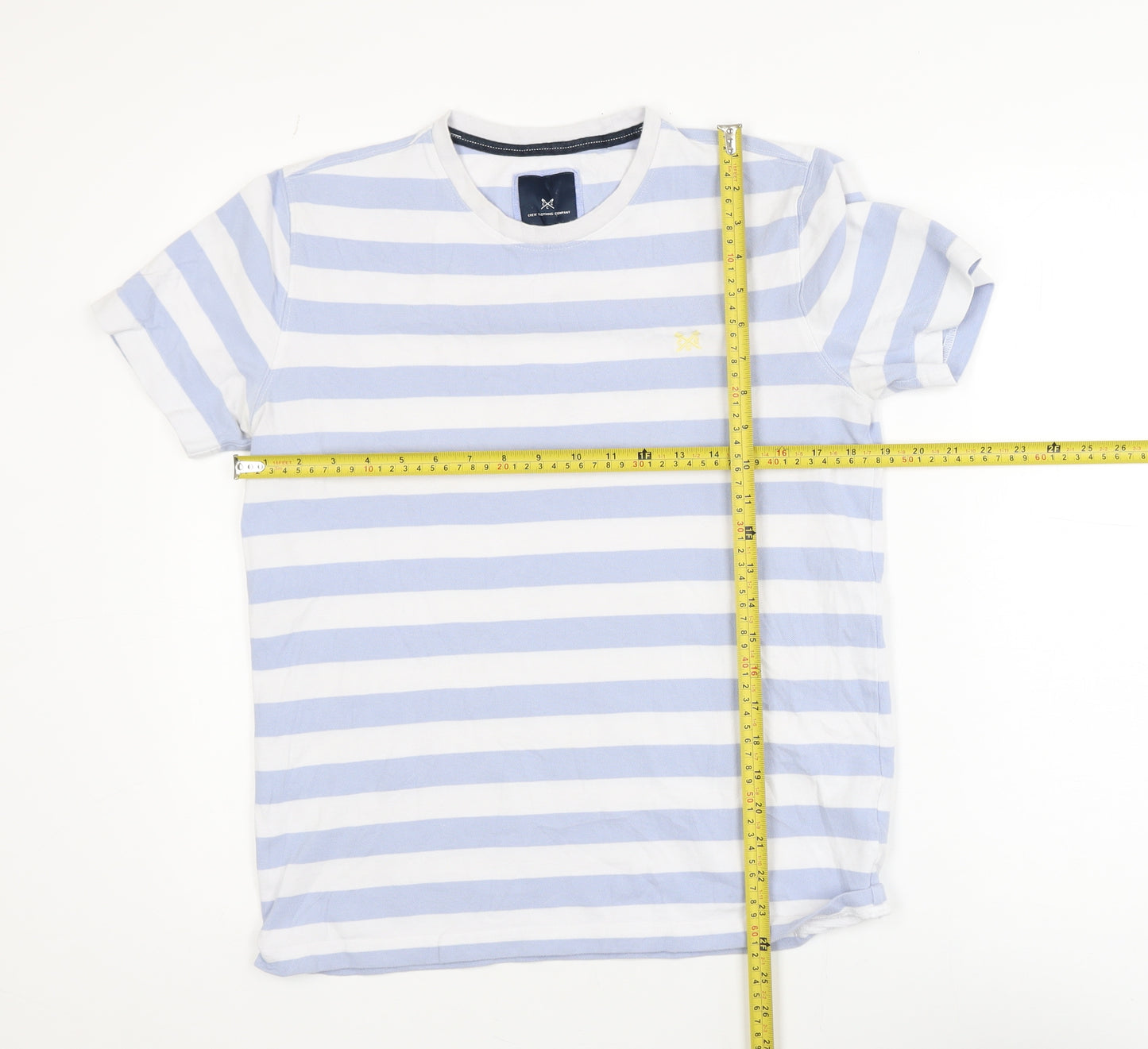 Crew Clothing Company Men's Blue White Striped Cotton T-Shirt M