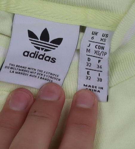 Adidas Womens Yellow XS Basic Short Sleeve Cotton T-Shirt
