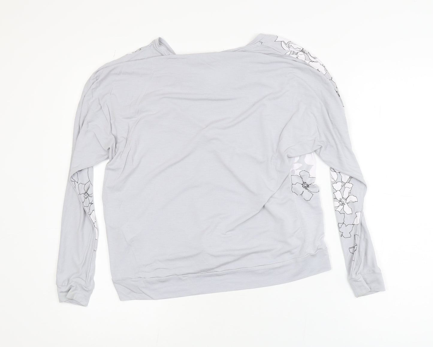 Phase Eight Womens Grey Floral Jersey Long Sleeve Blouse UK 14