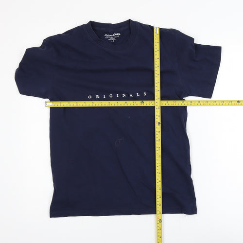 Jack & Jones Originals Men's Navy Blue Cotton T-Shirt Size S