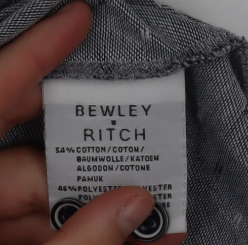Bewley & Ritch Men's Grey Polka Dot Collared Short Sleeve T-Shirt Size M