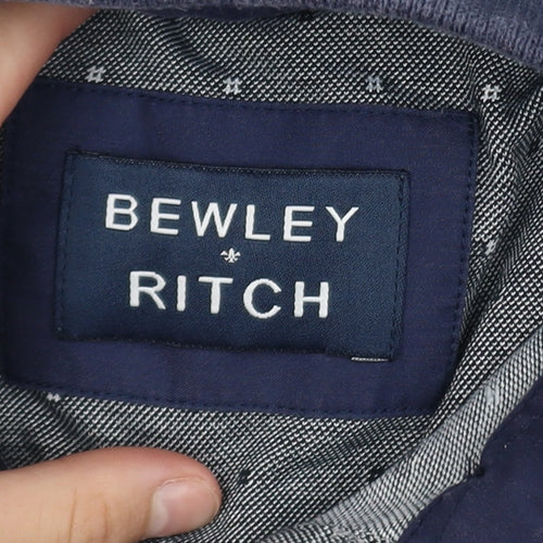 Bewley & Ritch Men's Grey Polka Dot Collared Short Sleeve T-Shirt Size M