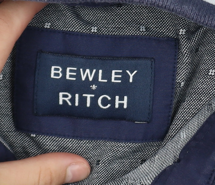 Bewley & Ritch Men's Grey Polka Dot Collared Short Sleeve T-Shirt Size M