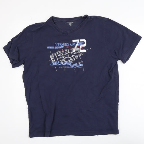 Oxford Company Men's Blue Graphic Regular Fit T-Shirt L