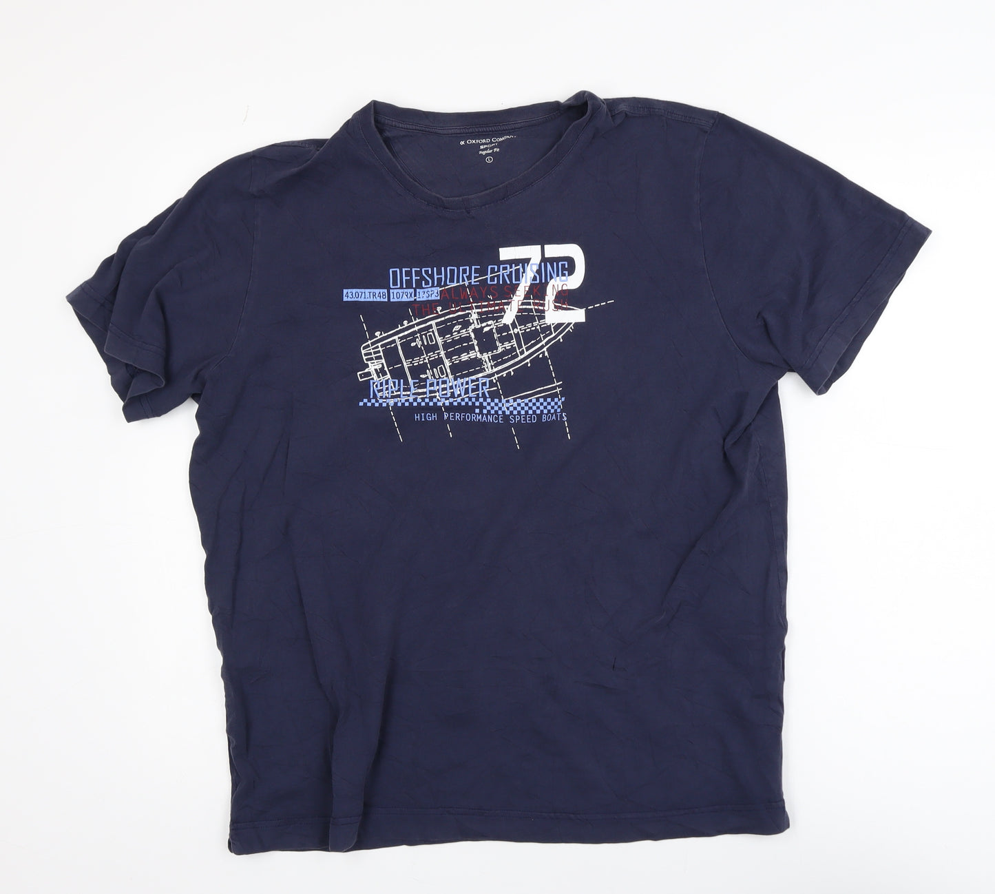 Oxford Company Men's Blue Graphic Regular Fit T-Shirt L