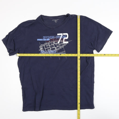 Oxford Company Men's Blue Graphic Regular Fit T-Shirt L