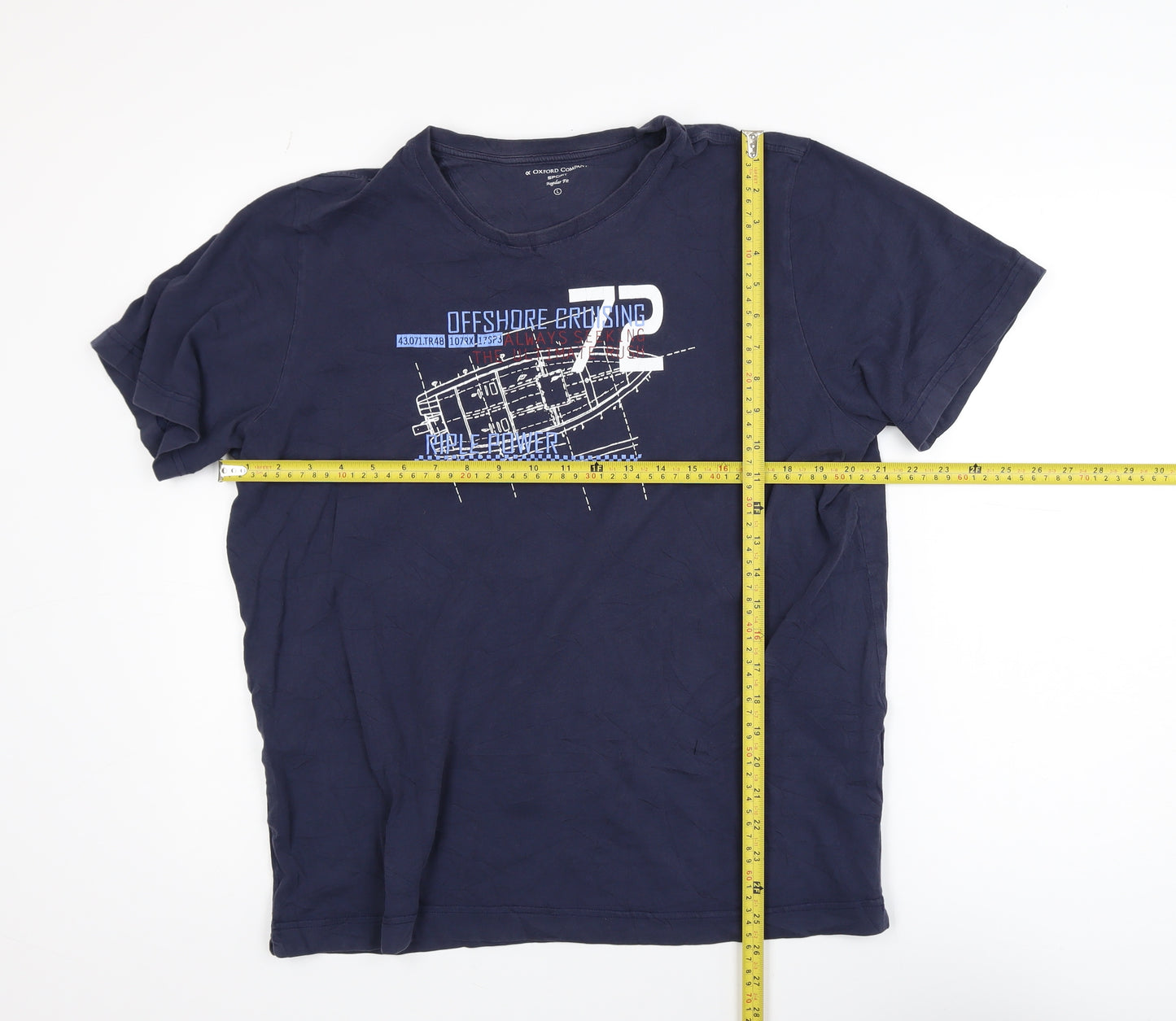 Oxford Company Men's Blue Graphic Regular Fit T-Shirt L