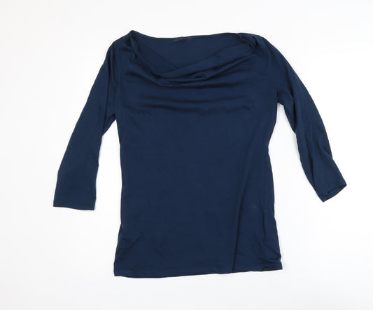 Gap Womens Blue Cowl Neck 3/4 Sleeve Pima Cotton Top Size M