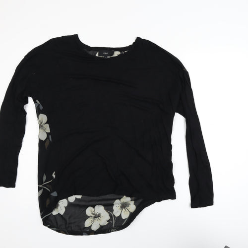 Next Womens Black Floral Long Sleeve Tunic Blouse Size 14