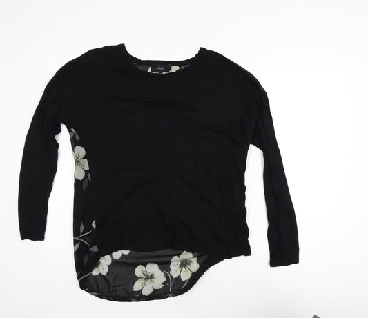 Next Womens Black Floral Long Sleeve Tunic Blouse Size 14