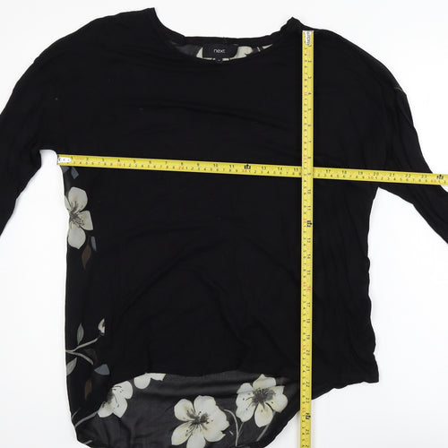 Next Womens Black Floral Long Sleeve Tunic Blouse Size 14