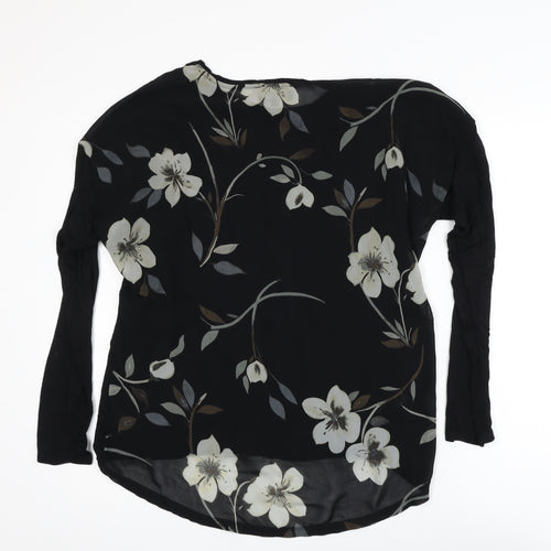 Next Womens Black Floral Long Sleeve Tunic Blouse Size 14