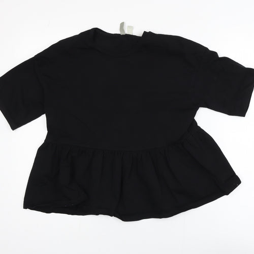 ASOS Women’s Black Peplum Blouse Size 8 Short Sleeve Casual Top