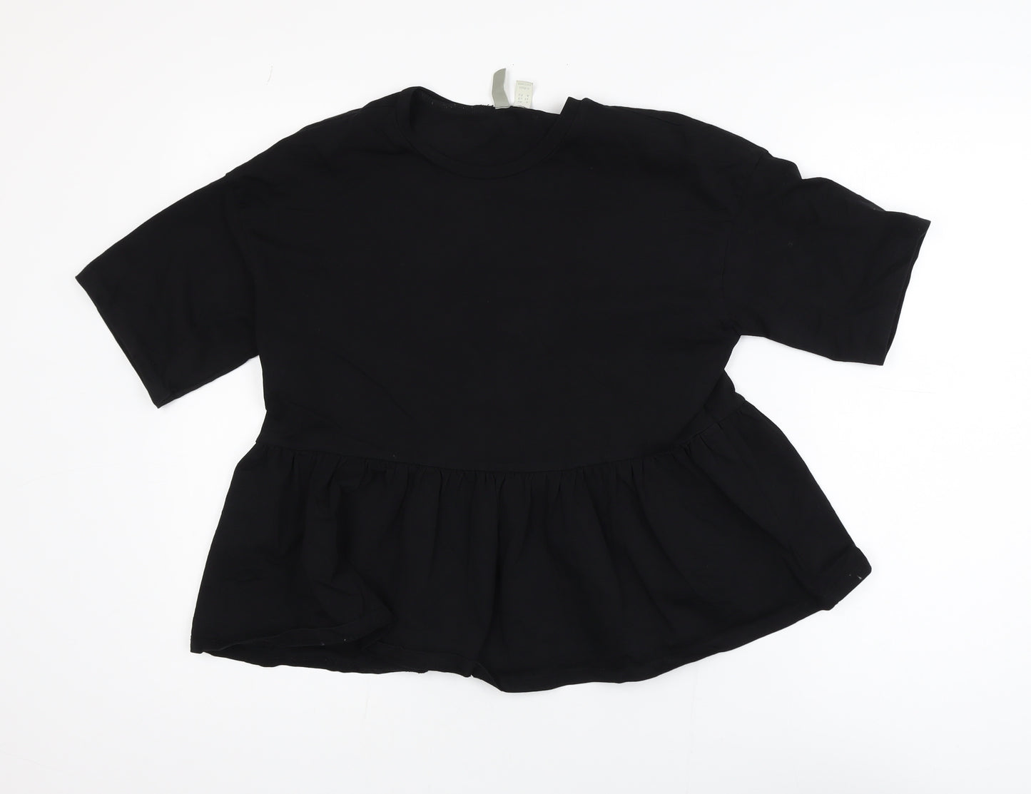 ASOS Women’s Black Peplum Blouse Size 8 Short Sleeve Casual Top