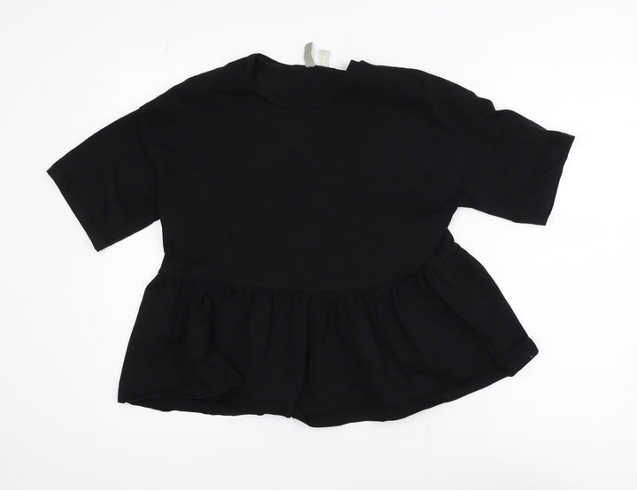 ASOS Women’s Black Peplum Blouse Size 8 Short Sleeve Casual Top