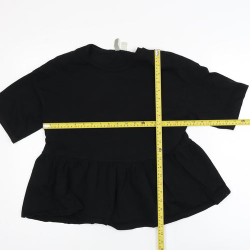 ASOS Women’s Black Peplum Blouse Size 8 Short Sleeve Casual Top