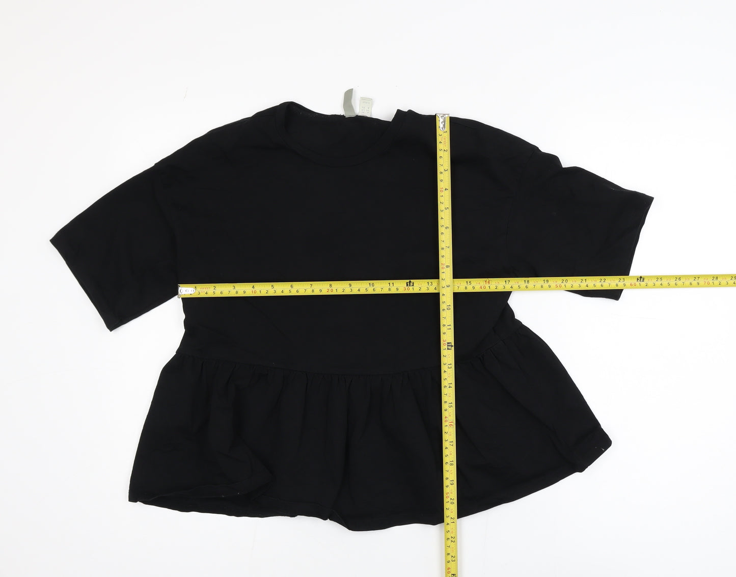 ASOS Women’s Black Peplum Blouse Size 8 Short Sleeve Casual Top