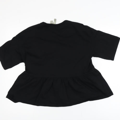 ASOS Women’s Black Peplum Blouse Size 8 Short Sleeve Casual Top
