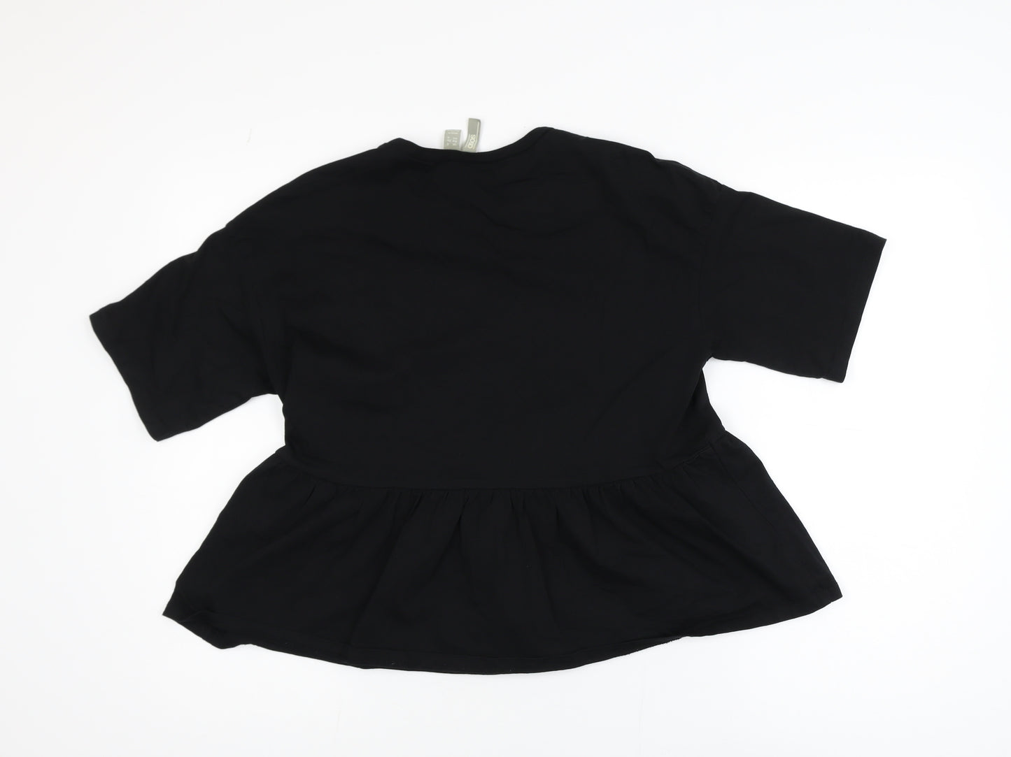 ASOS Women’s Black Peplum Blouse Size 8 Short Sleeve Casual Top